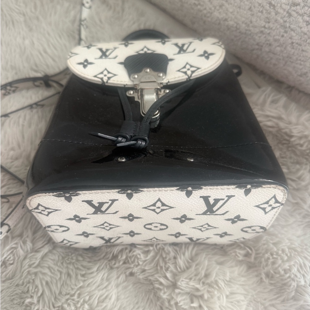 Louis Vuitton Black Patent & White Monogram Mini Backpack - Picture 3 of 12